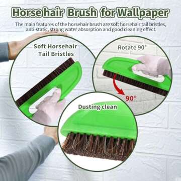 AHIJOY Wallpaper Smoothing Tools Kit with Squeegee Smoother,Seam Roller,Wallpaper Brush for Peel and...