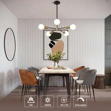 KGC Dimmable LED Globe Light Bulbs, 4000K Neutral White 5W