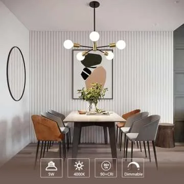 KGC Dimmable LED Globe Light Bulbs, 4000K Neutral White 5W