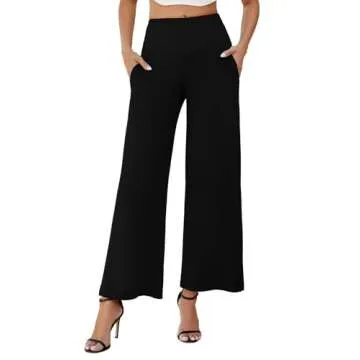 Arolina Women's Stretchy Wide Leg Palazzo Lounge Pants with Pockets Casual Comfy High Waist Palazzo ...