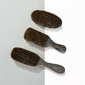Diane Premium 100% Boar Bristle Wave Brush for Men and Barbers – Medium Bristles for Thick Coarse Hair – Use for Detangling, Smoothing, Wave Styles, Soft on Scalp, Restore Shine and Texture