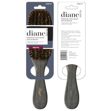Diane Premium 100% Boar Bristle Wave Brush for Men and Barbers – Medium Bristles for Thick Coarse Hair – Use for Detangling, Smoothing, Wave Styles, Soft on Scalp, Restore Shine and Texture
