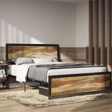 Catrimown Full Size Bed Frame with Headboard and Storage