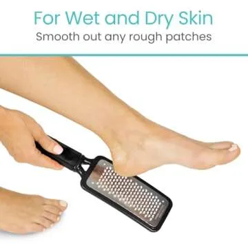 Vive Foot File (3 Pack) - Feet Scraper for Dead Skin - Heel Grater, Callus Remover Scrubber Tool, Rasp for Cracked Heels - Stainless Steel Pedicure Filer for Men & Women - Use on Wet or Dry Skin