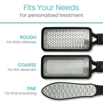 Vive Foot File (3 Pack) - Feet Scraper for Dead Skin - Heel Grater, Callus Remover Scrubber Tool, Rasp for Cracked Heels - Stainless Steel Pedicure Filer for Men & Women - Use on Wet or Dry Skin