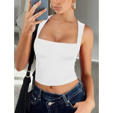 Stylish REORIA Women's Square Neck Crop Top - Trendy Summer Wear