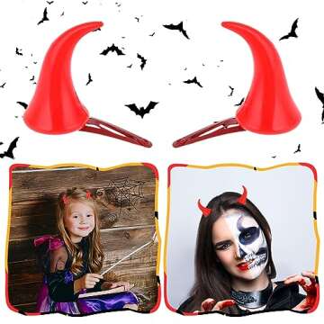 WLLHYF Halloween Devil Horns Hair Clip Fashion Barrettes Cute Headdress Small Vampire Headwear Cosplay Costume Accessorise Party Dress Up for Christmas Halloween