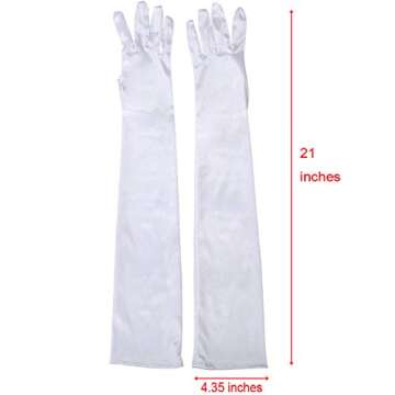 Xuhan Women's 21" Long Full Finger Evening Satin Gloves (White)