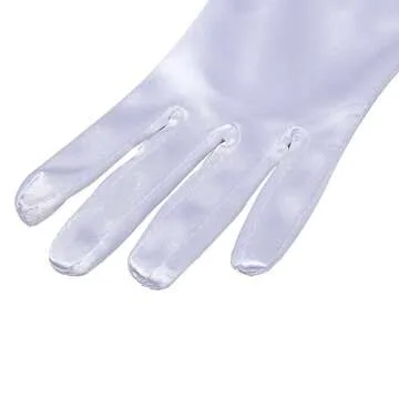 Xuhan Women's 21" Long Full Finger Evening Satin Gloves (White)
