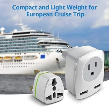 European Travel Plug Adapter for Europe & UK, American to Ireland Italy France Spain Greece Germany Israel Travel Essentials, International Power Outlet USB Charger, US to EU UK Travel Accessories