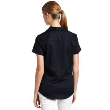 Dickies Women's Short-Sleeve Work Shirt, Dark Navy v1, Small