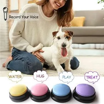 Voice Recording Button, Dog Buttons for Communication Pet Training Buzzer, 30 Second Record & Playba...