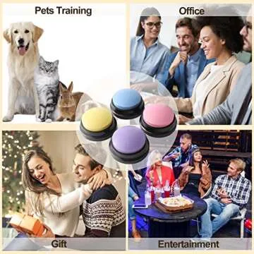 Voice Recording Button, Dog Buttons for Communication Pet Training Buzzer, 30 Second Record & Playback, Funny Gift for Study Office Home 4 Packs