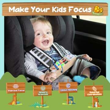 Dinosaur Light Switch Board - 8 LED Switches, Sensory Montessori Toy for 1+ Year Olds