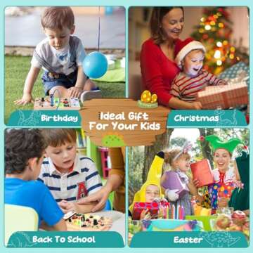 Dinosaur Light Switch Board - 8 LED Switches, Sensory Montessori Toy for 1+ Year Olds