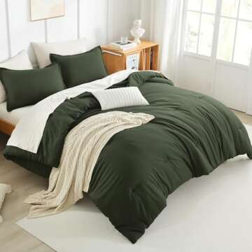 Litanika Dark Olive Green King Comforter Set - 3 Pieces Cozy Bedding