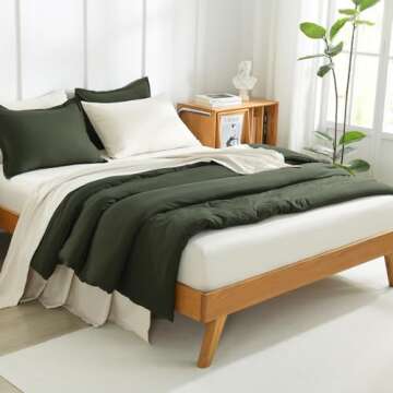 Litanika Dark Olive Green King Comforter Set - 3 Pieces Cozy Bedding