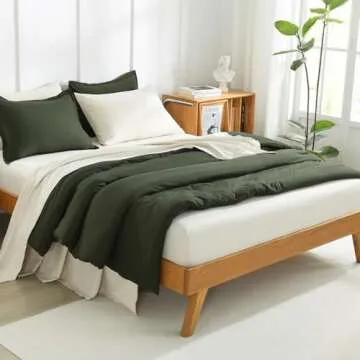 Litanika Dark Olive Green King Comforter Set - 3 Pieces Cozy Bedding