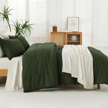 Litanika Dark Olive Green King Comforter Set - 3 Pieces Cozy Bedding