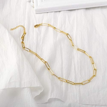 Reoxvo Gold Necklaces Jewelry for Women Trendy 14K Gold Plated Chunky Paperclip Link Chain Choker Necklace for Women