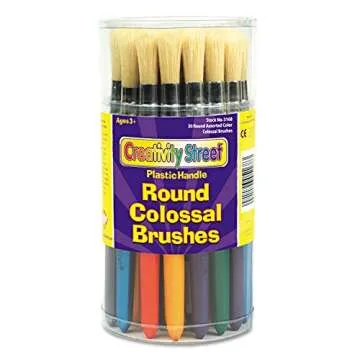 Round Colossal Paintbrush Canister - Vibrant 30-Piece Set for Young Artists