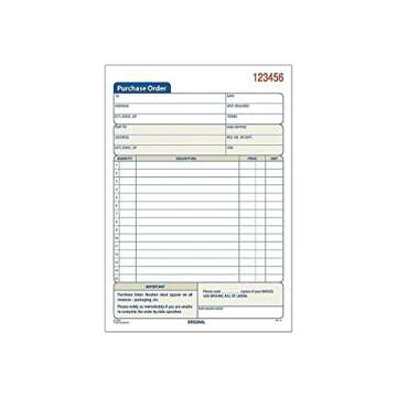 Adams Purchase Order Book, 2-Part Carbonless, White/Canary, 5-9/16 x 8-7/16 Inches, 50 Sets (DC5831)