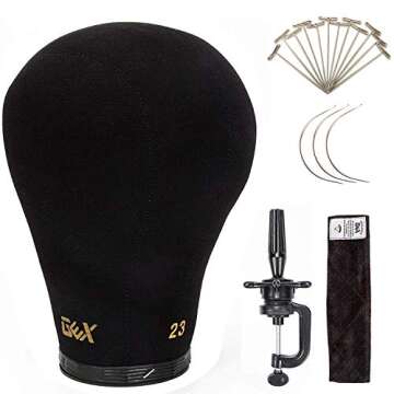 GEX Multifunction Mannequin Tripod + GEX 23" Canvas Cork Wig Block Mannequin Head Set Bundle