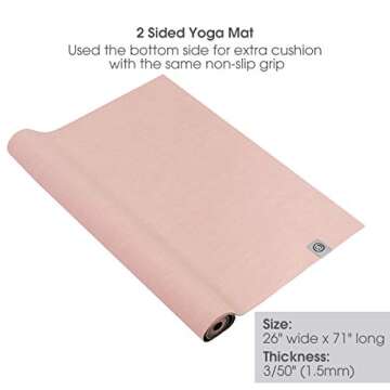 UGO Yoga Mat Pilates and Floor Exercises Fitness Eco Friendly and Natural Rubber Non-Slip Travel Mat(1.5MM) (Ivory Pink)