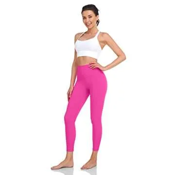HeyNuts Pure&Plain Workout Pro 7/8 Leggings for Women, High Waisted Athletic Compression Tummy Control Yoga Pants 25'' Sonic Pink S(4/6)