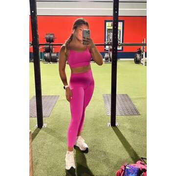 HeyNuts Pure&Plain Workout Pro 7/8 Leggings for Women, High Waisted Athletic Compression Tummy Control Yoga Pants 25'' Sonic Pink S(4/6)