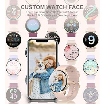 Iaret Smart Watch for Women, Bluetooth Call Fitness Tracker for Android and iOS Phones Waterproof Smartwatch with 1.32" HD Full Touch Screen AI Voice Control Heart Rate Sleep Monitor Pedometer