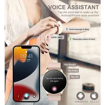 Iaret Smart Watch for Women, Bluetooth Call Fitness Tracker for Android and iOS Phones Waterproof Smartwatch with 1.32" HD Full Touch Screen AI Voice Control Heart Rate Sleep Monitor Pedometer