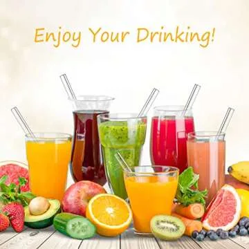 Kiemeu Reusable Glass Straws for Smoothies and Cocktails