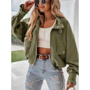 Tankaneo Women's Cropped Bomber Jacket - Stylish and Versatile