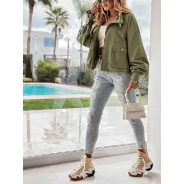 Tankaneo Women's Cropped Bomber Jacket - Stylish and Versatile