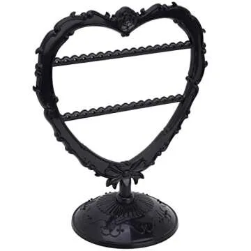 OkidsMall Cute Heart Earring Holder Small Jewelry Organizer Display Stand (Black)