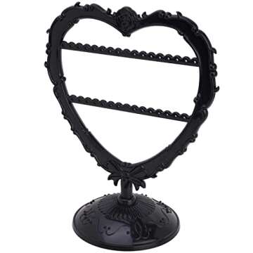 OkidsMall Cute Heart Earring Holder Small Jewelry Organizer Display Stand (Black)