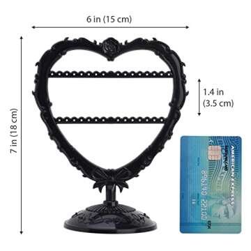 OkidsMall Cute Heart Earring Holder Small Jewelry Organizer Display Stand (Black)