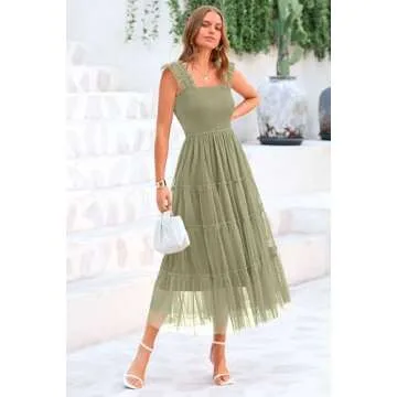 Stylish PRETTYGARDEN Women's Summer Tulle Midi Dress
