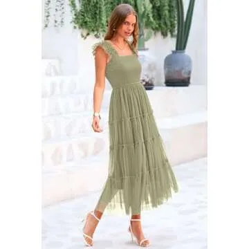 Stylish PRETTYGARDEN Women's Summer Tulle Midi Dress