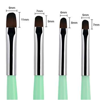 Beaute Galleria 4 Pieces Gel Nail Brush Set (Size 6, 8, 10, 14) for Gel Nail Extensions, UV Builder,...