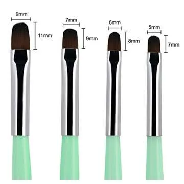 Beaute Galleria 4 Pieces Gel Nail Brush Set (Size 6, 8, 10, 14) for Gel Nail Extensions, UV Builder,...