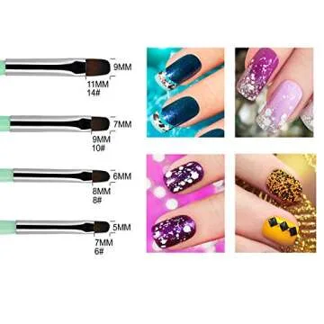Beaute Galleria 4 Pieces Gel Nail Brush Set (Size 6, 8, 10, 14) for Gel Nail Extensions, UV Builder, Nail Tips Builder, Polygel Nails, Gel Sculpting, Nylon Hair Nail Art Painting Pen