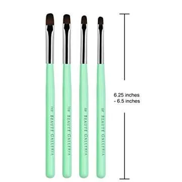 Beaute Galleria 4 Pieces Gel Nail Brush Set (Size 6, 8, 10, 14) for Gel Nail Extensions, UV Builder, Nail Tips Builder, Polygel Nails, Gel Sculpting, Nylon Hair Nail Art Painting Pen