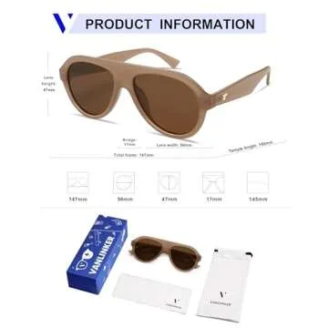 VANLINKER Retro Aviator Polarized Sunglasses for Men Women Trendy 70s Vintage Plastic Frame Sun Glasses VL9750 Brown