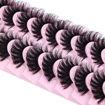 wiwoseo Eyelashes Dramatic Mink Fluffy Lashes Cat Eyes Faux Mink Lashes Natural Wispy Fluffy Lashes ...