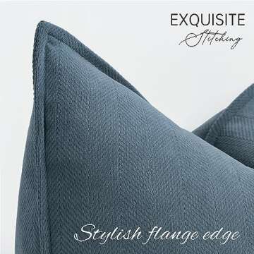 ZWJD Dusty Blue Pillow Covers 18x18 Set of 2 Chenille Throw Pillow Covers with Elegant Design Soft a...