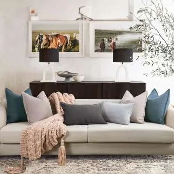 ZWJD Dusty Blue Pillow Covers 18x18 Set of 2 Chenille Throw Pillow Covers with Elegant Design Soft and Luxurious Decorative Throw Pillows for Couch, Bed, and Home Decor