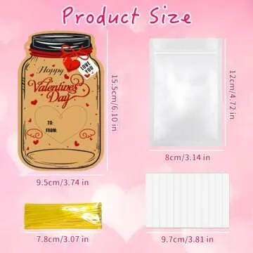 Natonhi Valentines Day Cards for Kids, 50 Pack Bulk Mason Jar Valentines Day Candy Gift Cards, Valentines Day Exchange Cards for Boys Girls Classroom School Party Favors(Candy Not Included)
