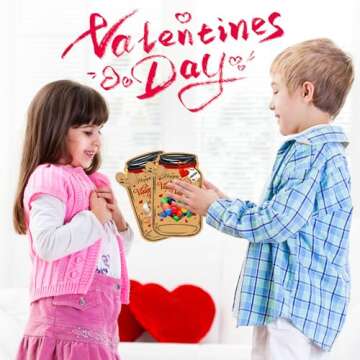 Natonhi Valentines Day Cards for Kids, 50 Pack Bulk Mason Jar Valentines Day Candy Gift Cards, Valentines Day Exchange Cards for Boys Girls Classroom School Party Favors(Candy Not Included)
